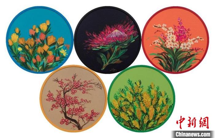 黄莎莉的作品《冬奥花盛开》。南美侨报网