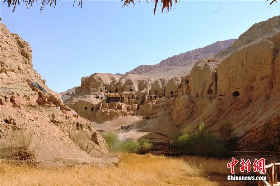 新疆吐鲁番吐峪沟石窟寺遗址。<a target='_blank' href='/'>中新社</a>发 姜浩 摄
