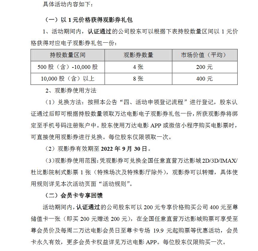 万达电影公告的部分内容截图。 万达电影公告的部分内容截图。