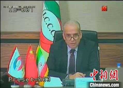 伊朗中国商会会长哈里里致辞。　宁夏贸易促进委员会供图