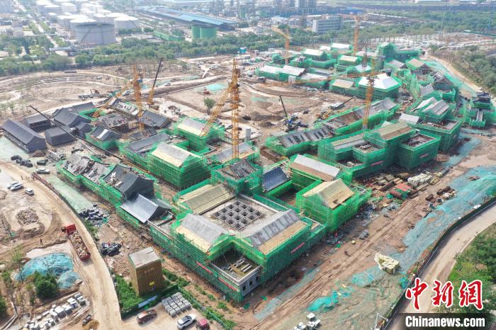 航拍河北省第六届园博园项目施工现场。　赵杨 摄