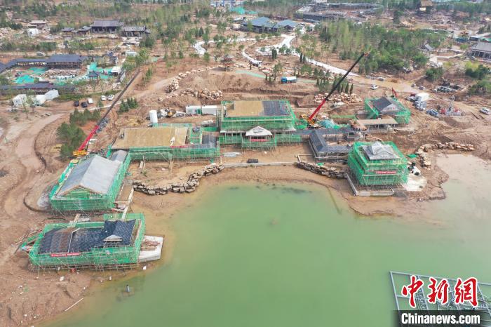 航拍河北省第六届园博园项目施工现场。　赵杨 摄