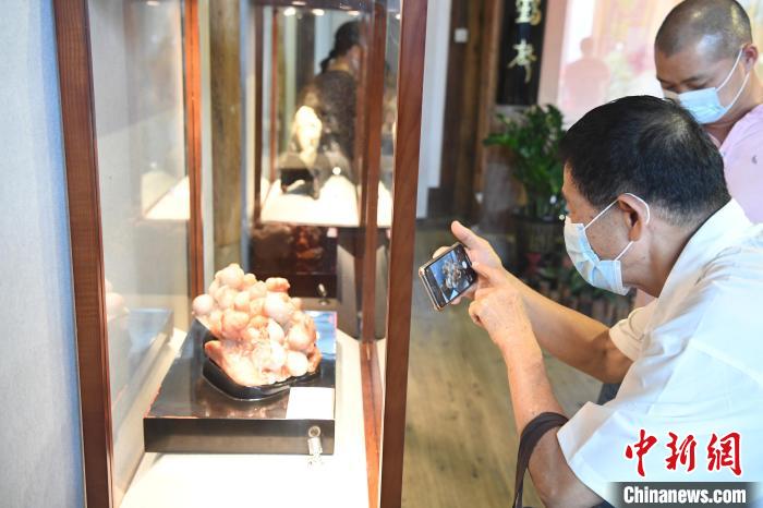 艺耀东南——中国工艺美术大师林东传承展吸引观众观展。 记者刘可耕 摄 艺耀东南——中国工艺美术大师林东传承展吸引观众观展。 记者刘可耕 摄